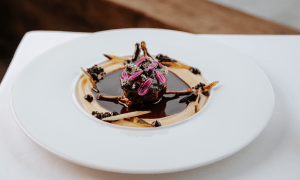 Restaurant Latour dish on white plate. 
