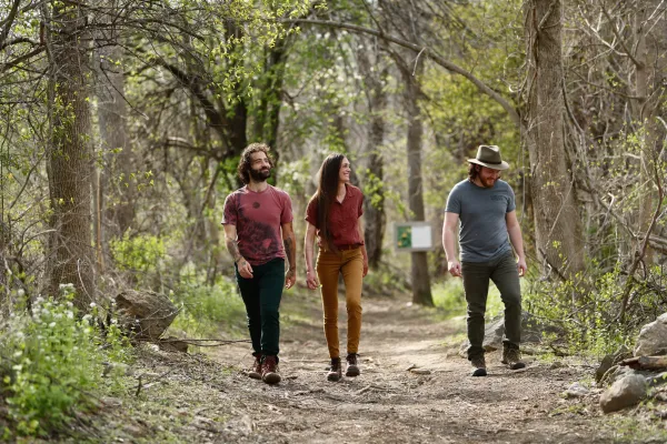 Hiking group on nature trail