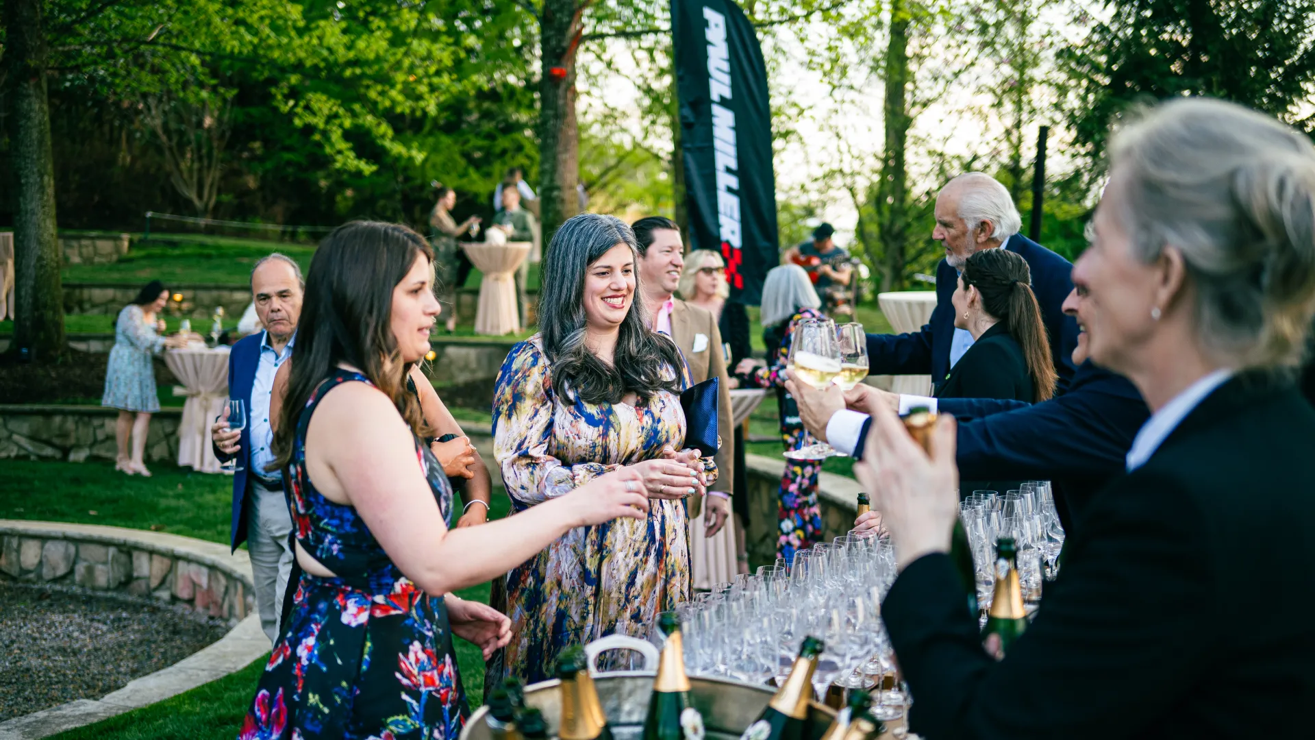 Woman getting wine. 